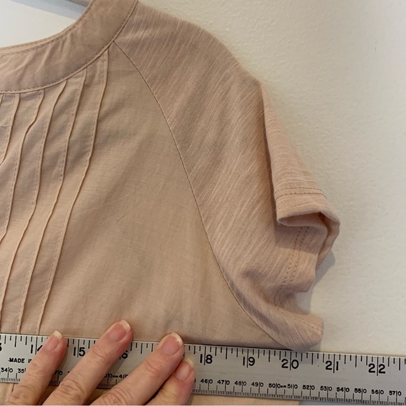 Retrology boho tan cap sleeve embroidered cotton front blouse. Size M - Picture 9 of 9